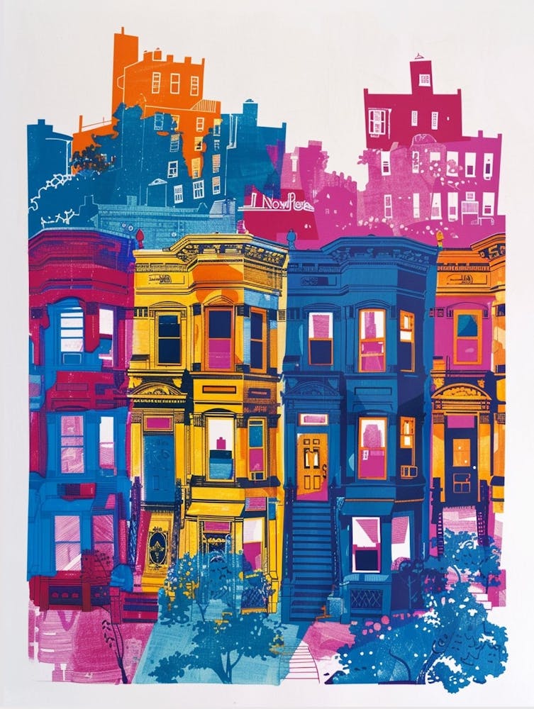 Crown Heights New York Colourful Silkscreen Illustration 3