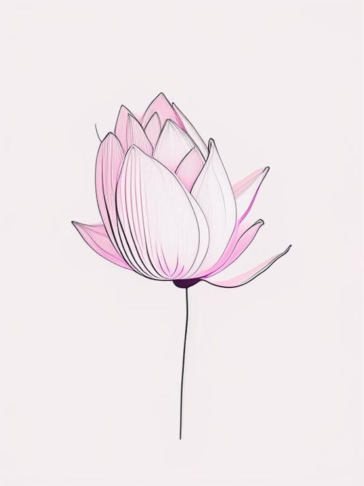 Pink Lotus Minimal Line Drawing 1