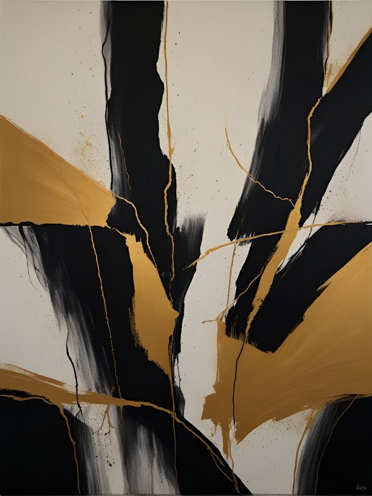 Black And Gold Abstract Painting 1