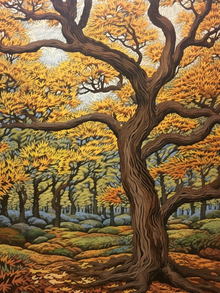 American Hornbeam 2 Vintage Autumn Tree Print 