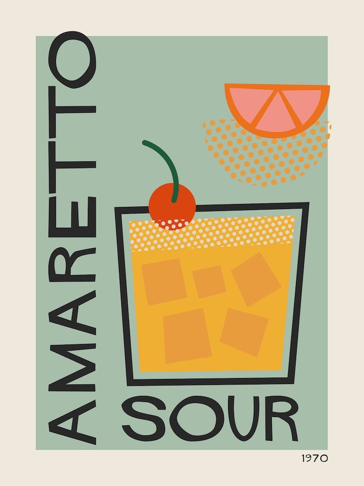 Amaretto Sour Retro Cocktail 