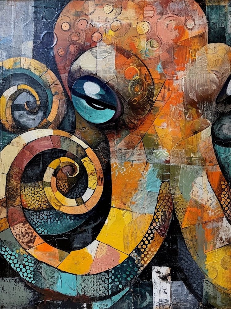 Mixed Media Octopus Painting 1