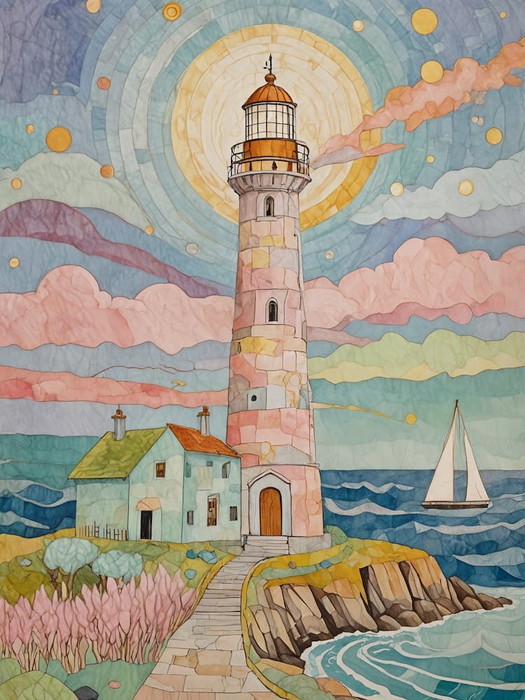 Pastel Mosaic Lighthouse