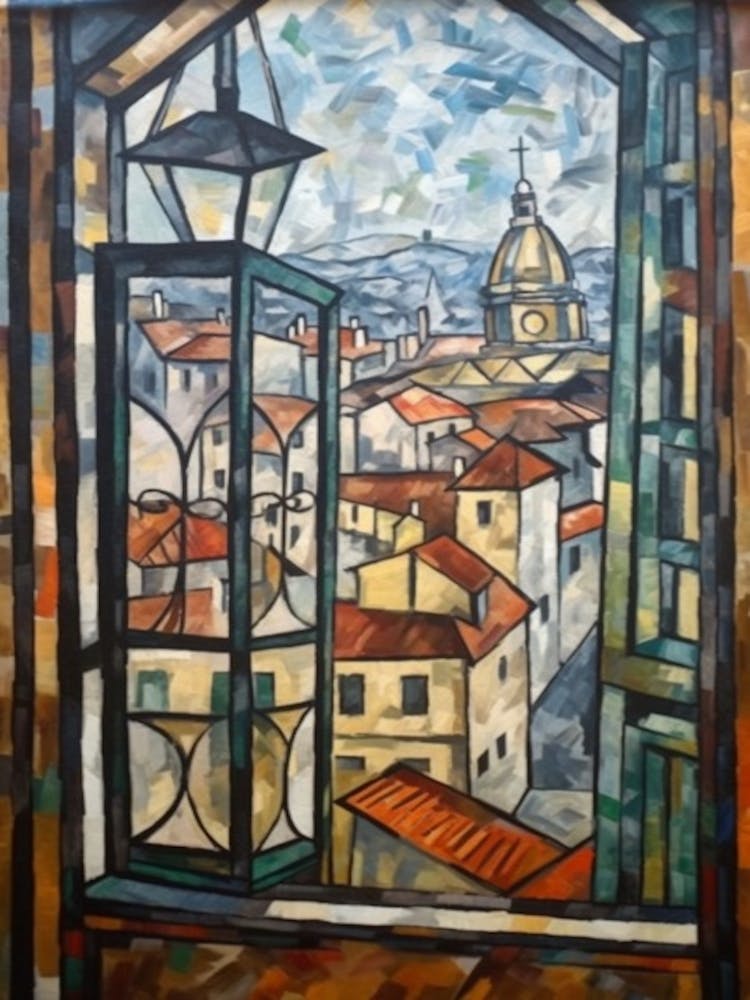 Window View Of Vienna Of In The Style Of Cubism 3