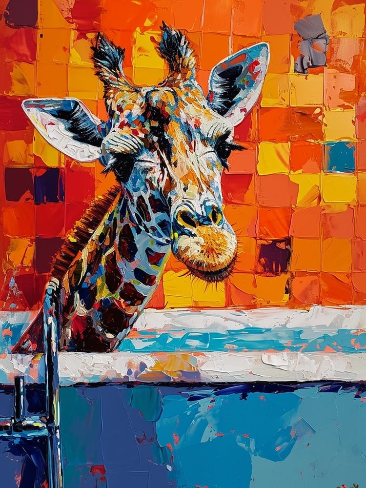 Giraffe In The Bath Warm Tones 3