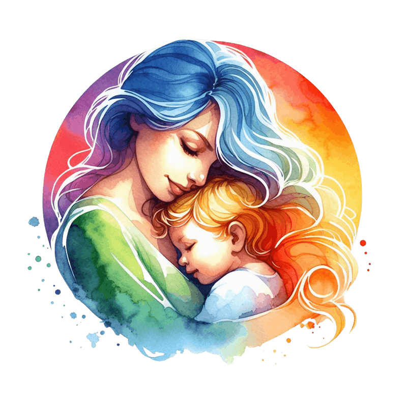 Mother And Child - Watercolor Mothers Day 1