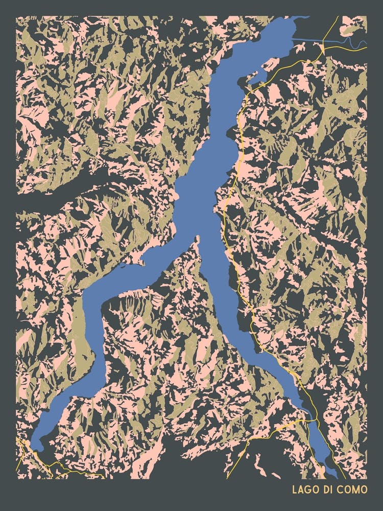 Lago Di Como Lake Como Italy Hillshade Topographic Map