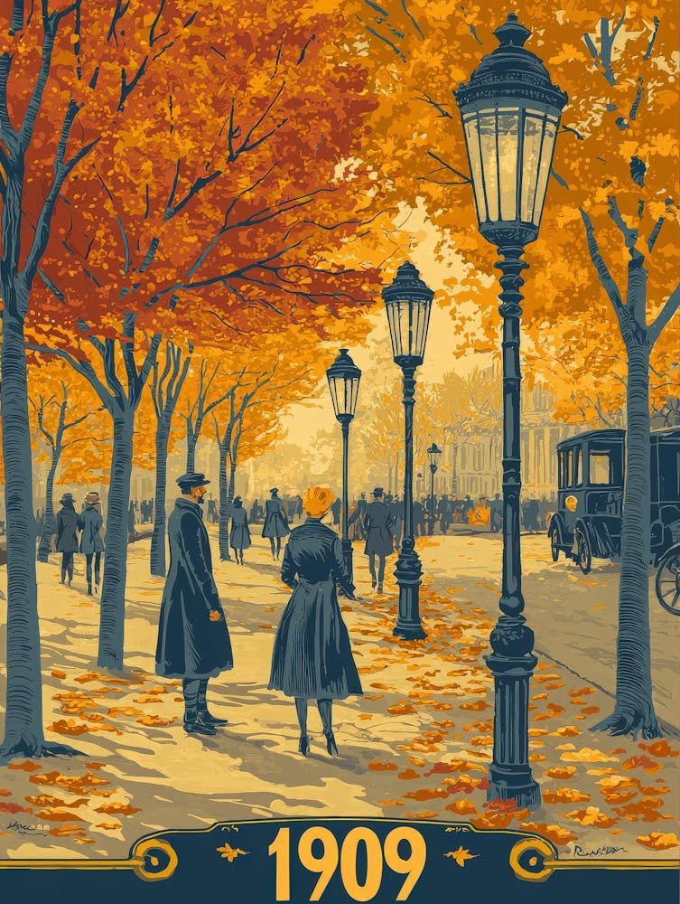 Aihrgdesign A Nostalgic Poster Of A 1909 City Park Featuring 3