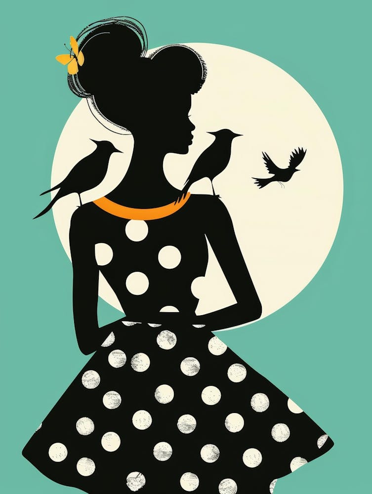 Silhouette Of A Woman With Birds 1