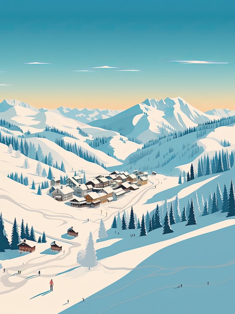 Kitzbuhel   Austria, Ski Resort Illustration 1 Simple Style