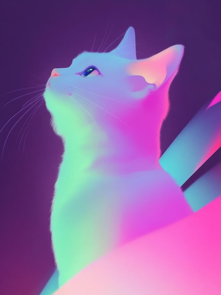 Cat With A Rainbow Background