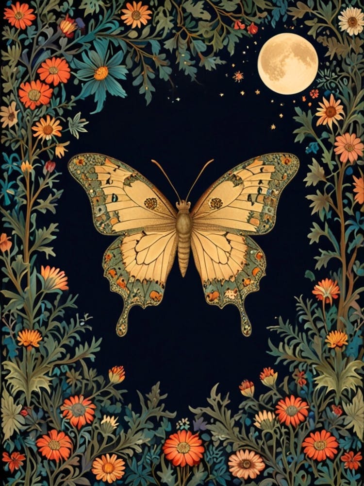 William Morris Butterfly In The Moonlight
