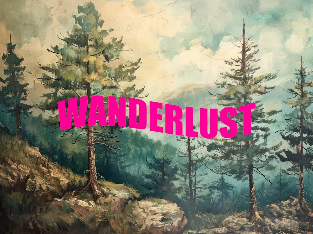 Pink Wanderlust Poster Vintage Retro Woods 4