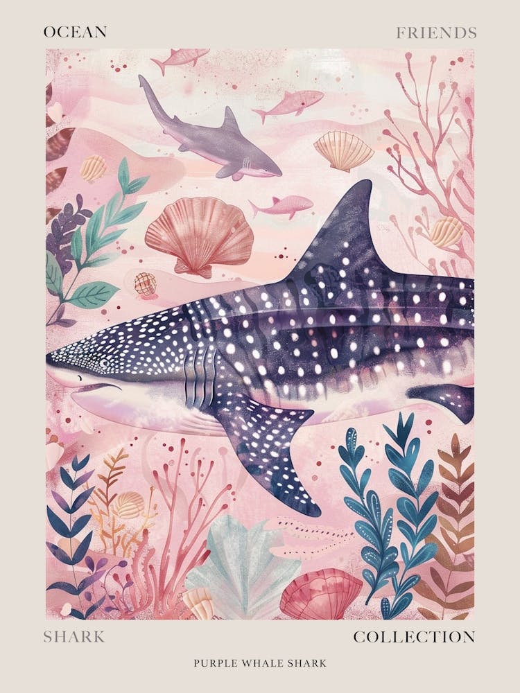 Purple Whale Shark Illustration 2 Poster