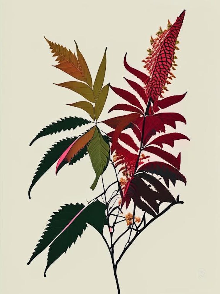 Poison Sumac Minimal Line Drawing 3