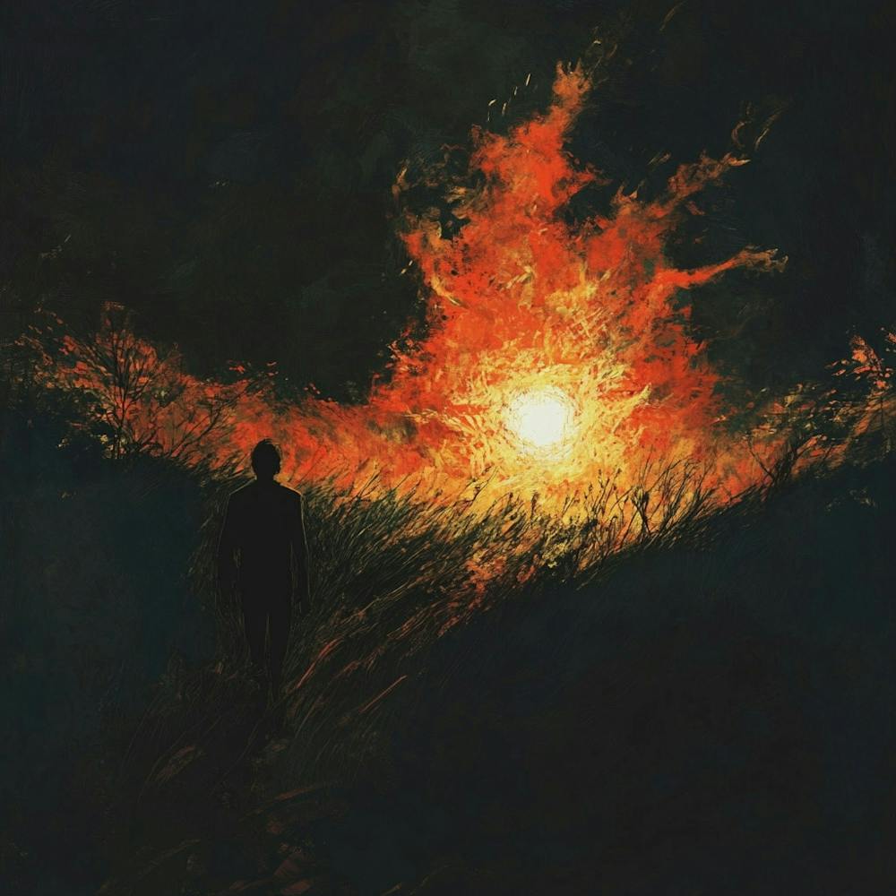 Man Walking Through A Fire