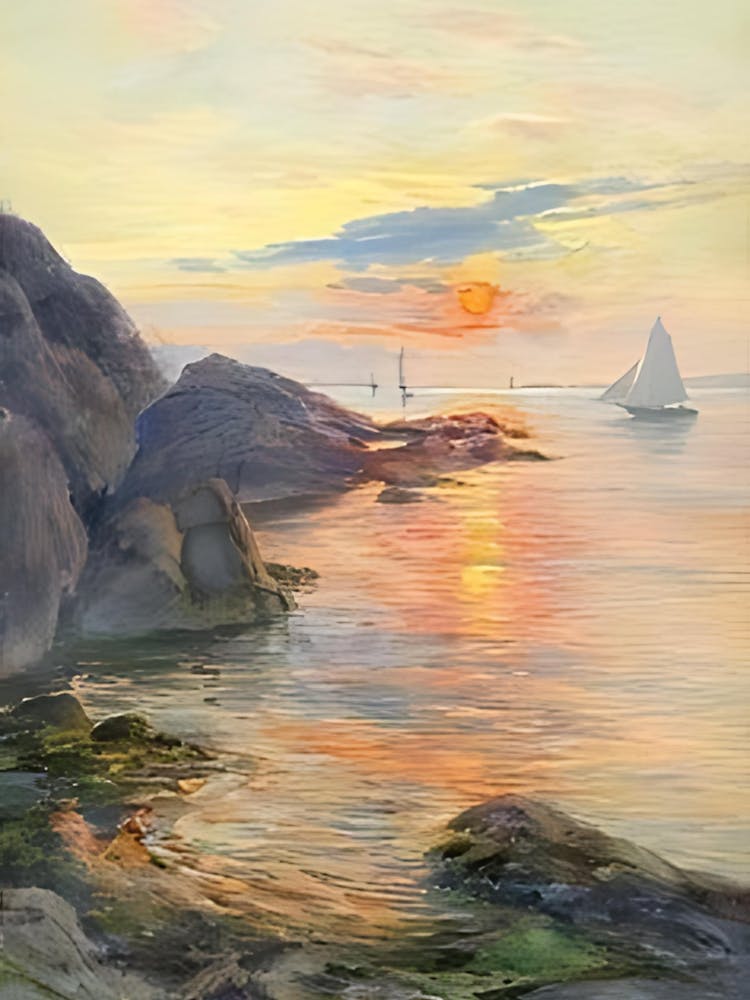 Sailboats At Sunset
