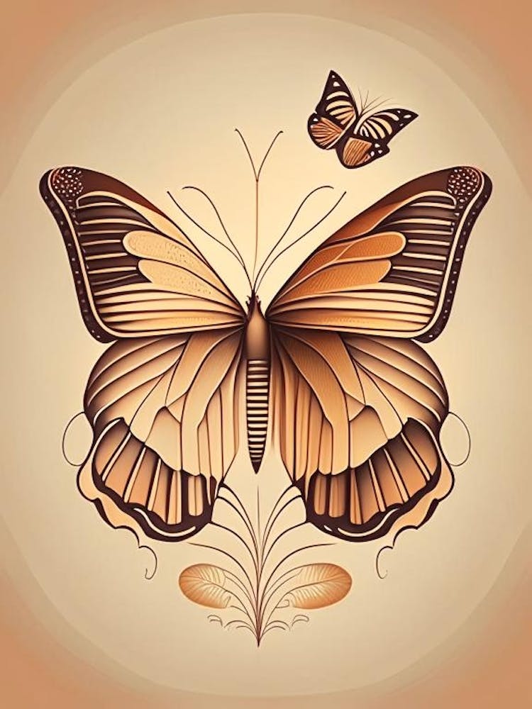 Butterfly Outline Retro Illustration 2