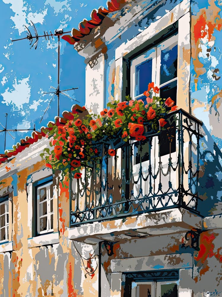 Balcony Painting In Lisbon 3