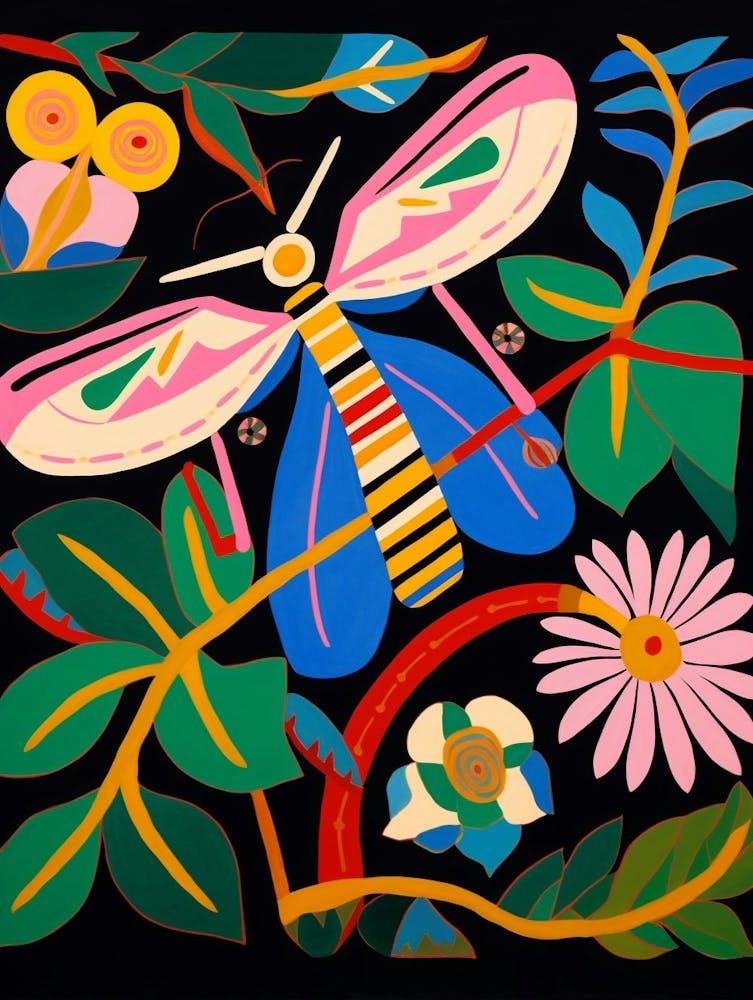 Maximalist Animal Painting Dragonfly 1