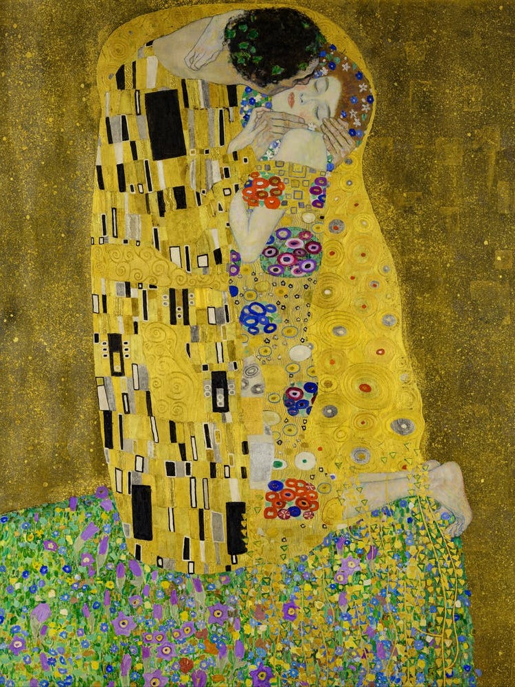 The Kiss (Der Kuß) "Lovers Embrace" by Gustav Klimt 1907 - Hd Remastered Original SIGNED Version of "The Kiss" 1907 Oil on Canvas - by Infamous Austrian Painter Gustav Klimt (1862–1918)