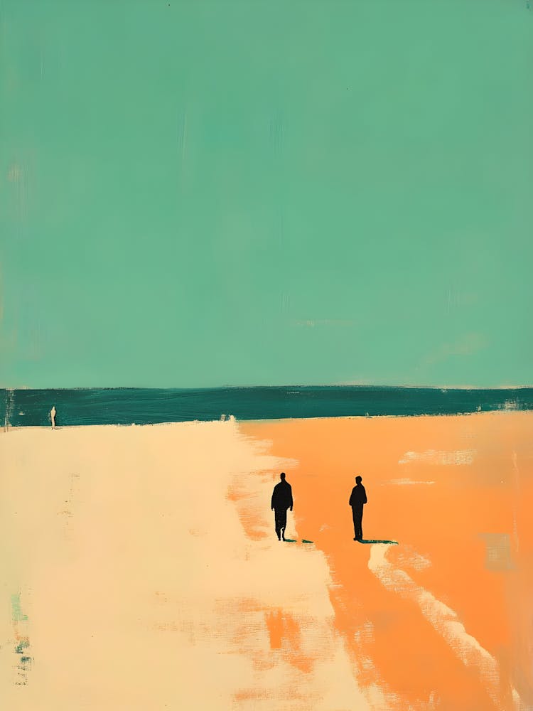 Two People Walking On The Beach
