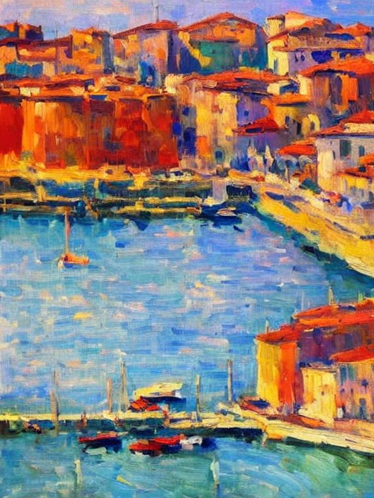 Port Of Ancona Italy Brushwork Painting harbour