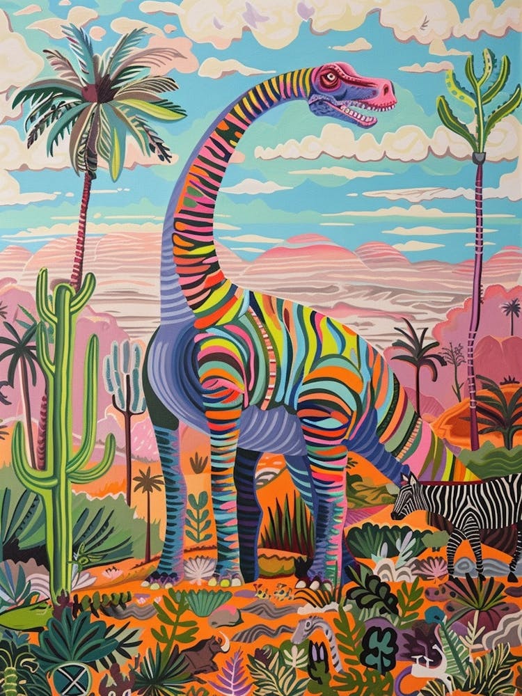 Dinosaur In The Wild With A Zebra 2