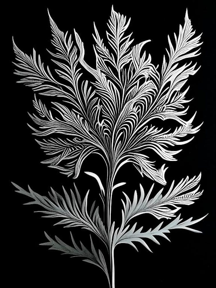 Artemisia Leaf Linocut