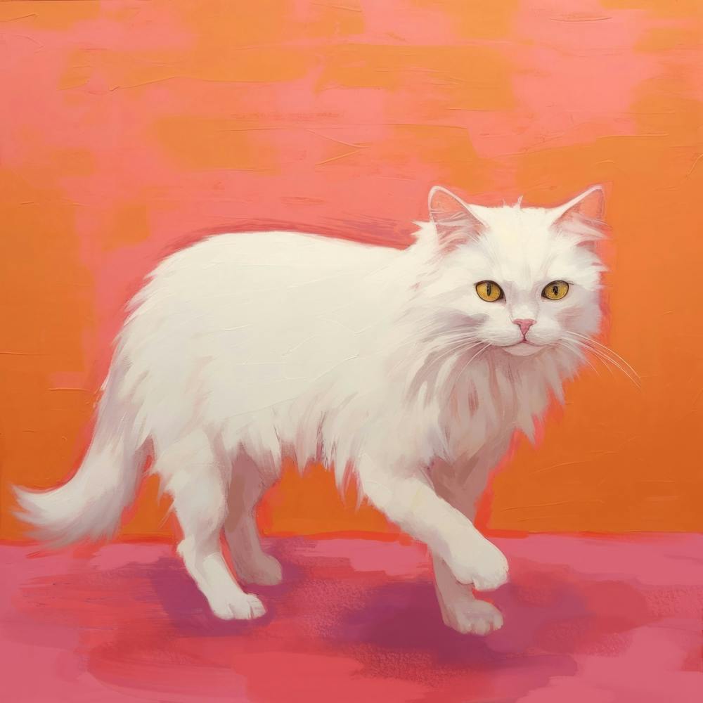 White Cat on Orange