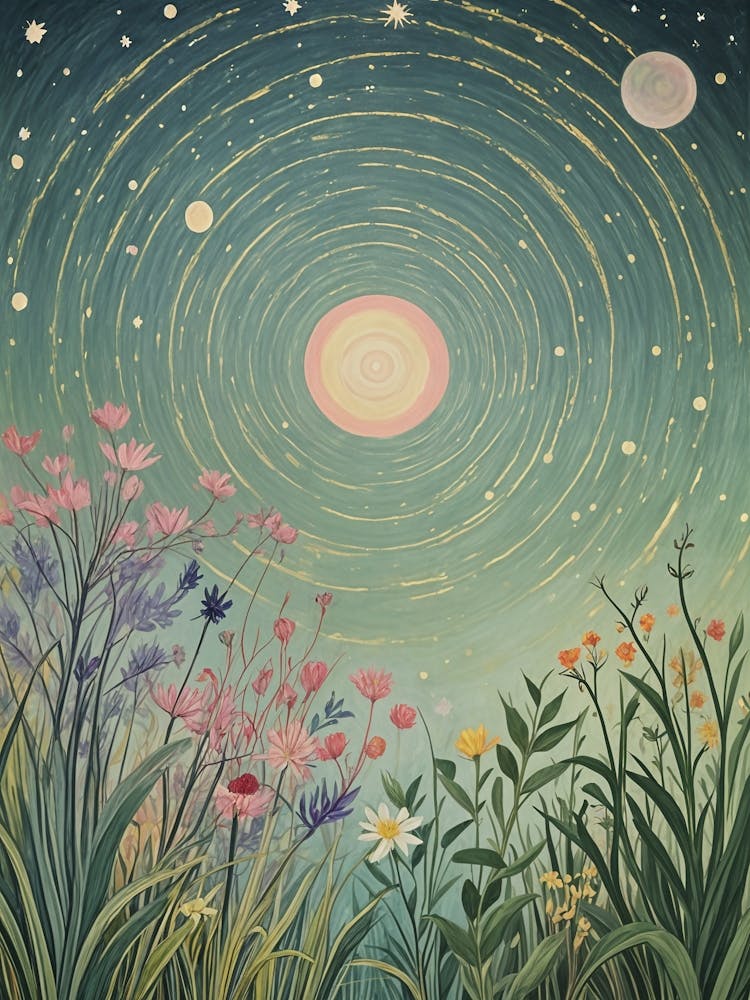 Starry Night And Flowers