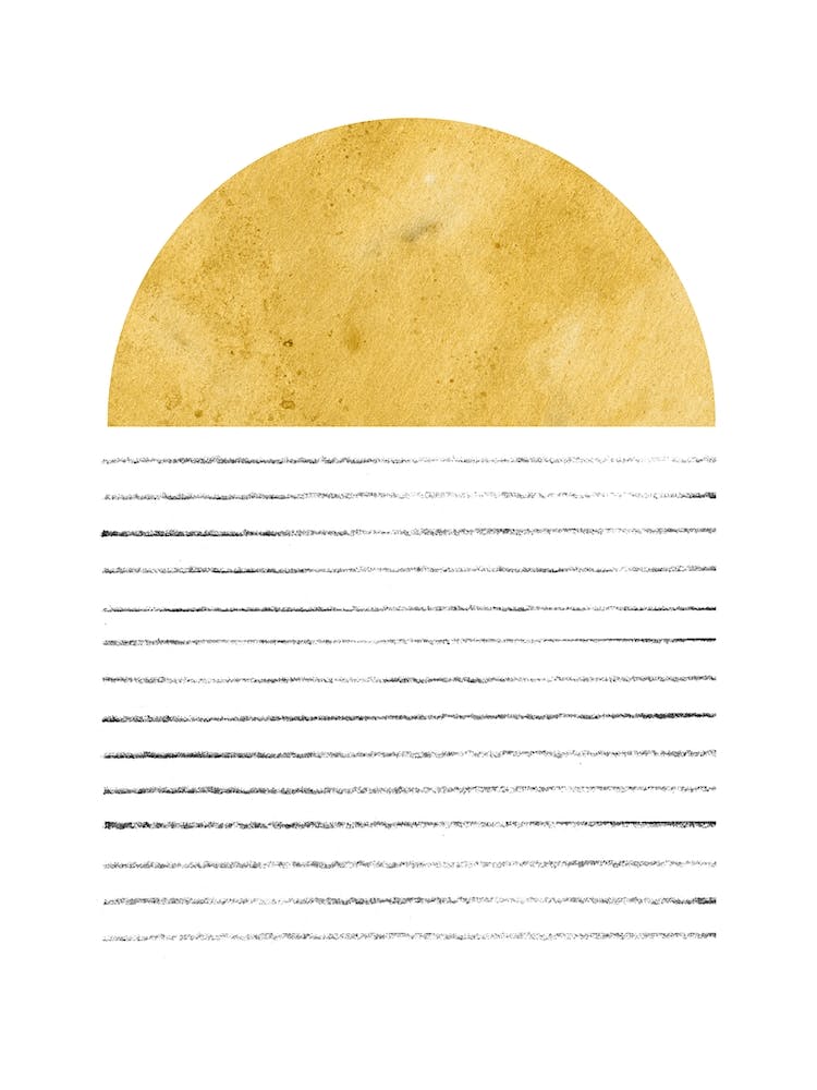 Goldener Sonnenuntergang, Senfgelbe abstrakte Formen