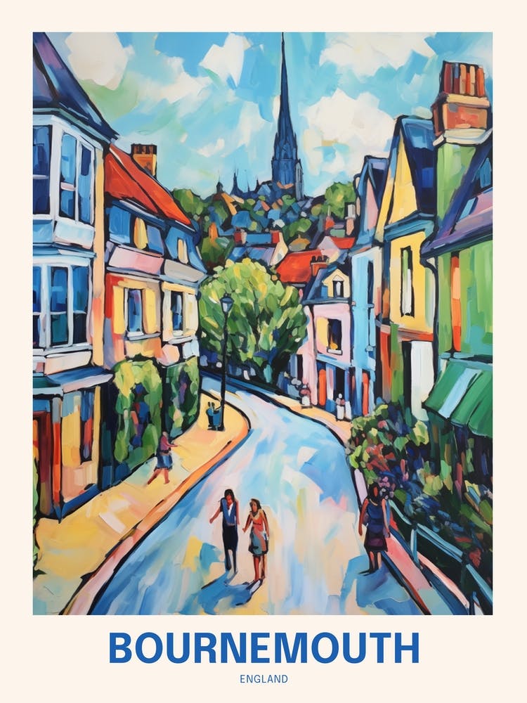 Bournemouth England 5 Uk Travel Poster