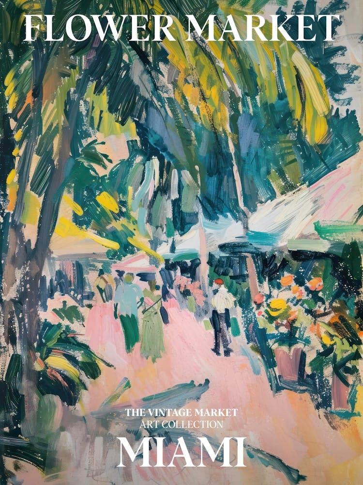 Vintage Flower Market Painting Miami 1