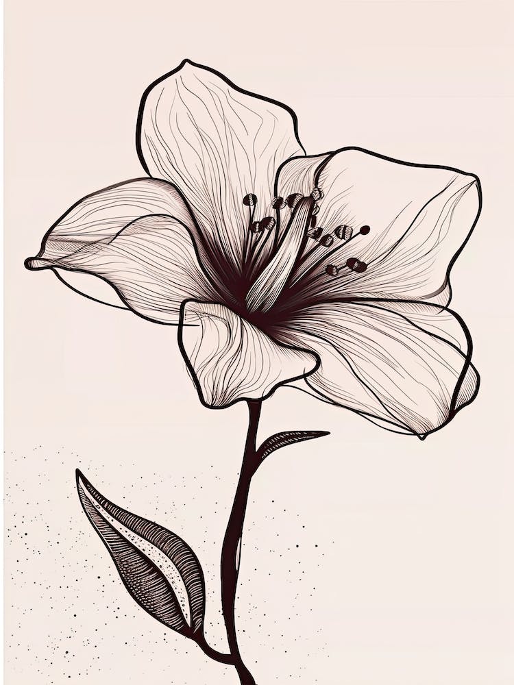 Lilies Line Art Flowers Illustration Neutral 12