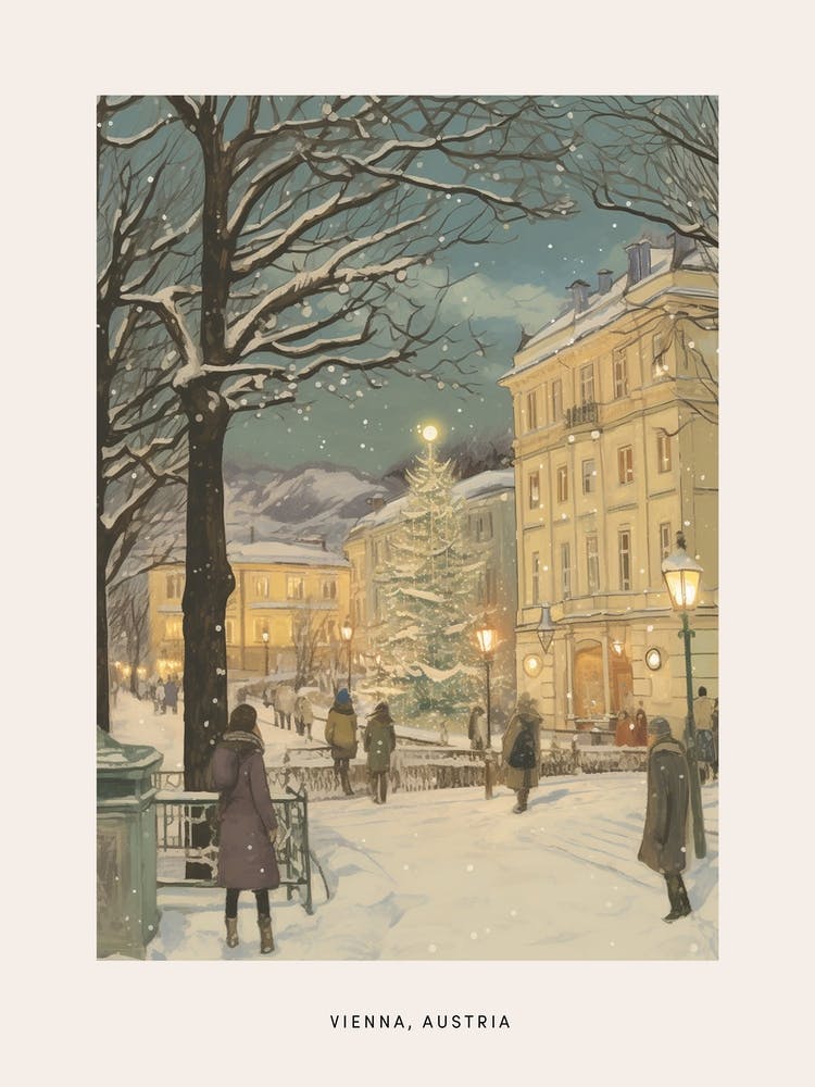 Vintage Winterposter Wien Österreich 2