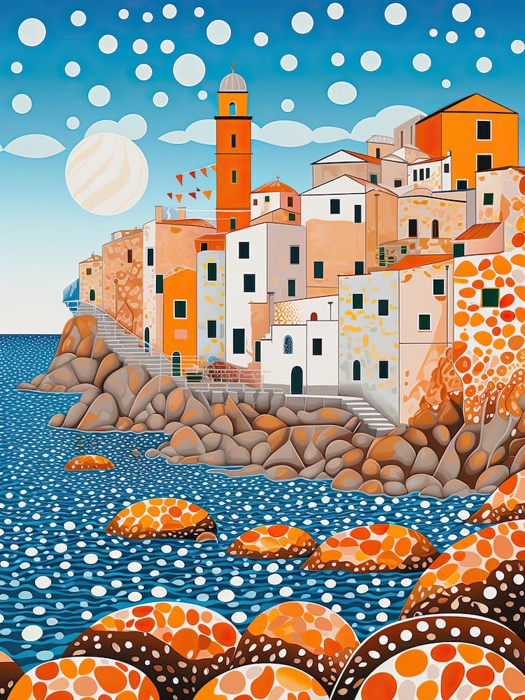 Polignano A Mare, Italy, Illustration In The Style Of Pop Art 2