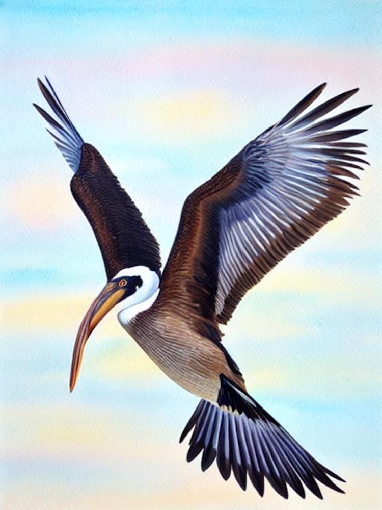 Brown Pelican Watercolour Bird