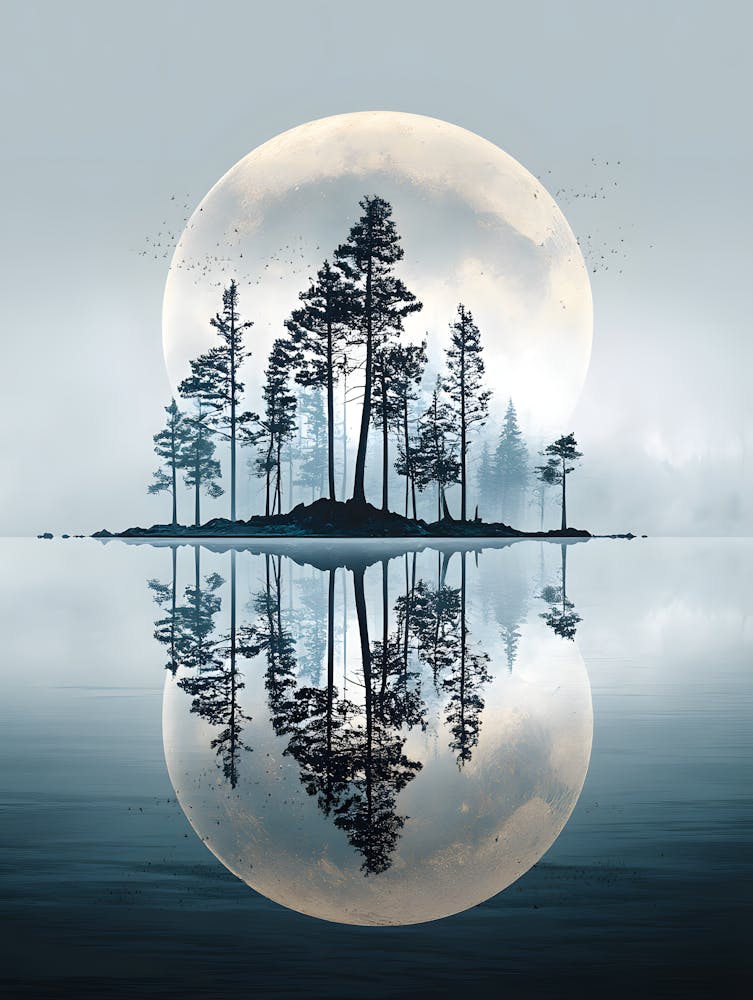 Beautiful Full Moon Over the Lake 6