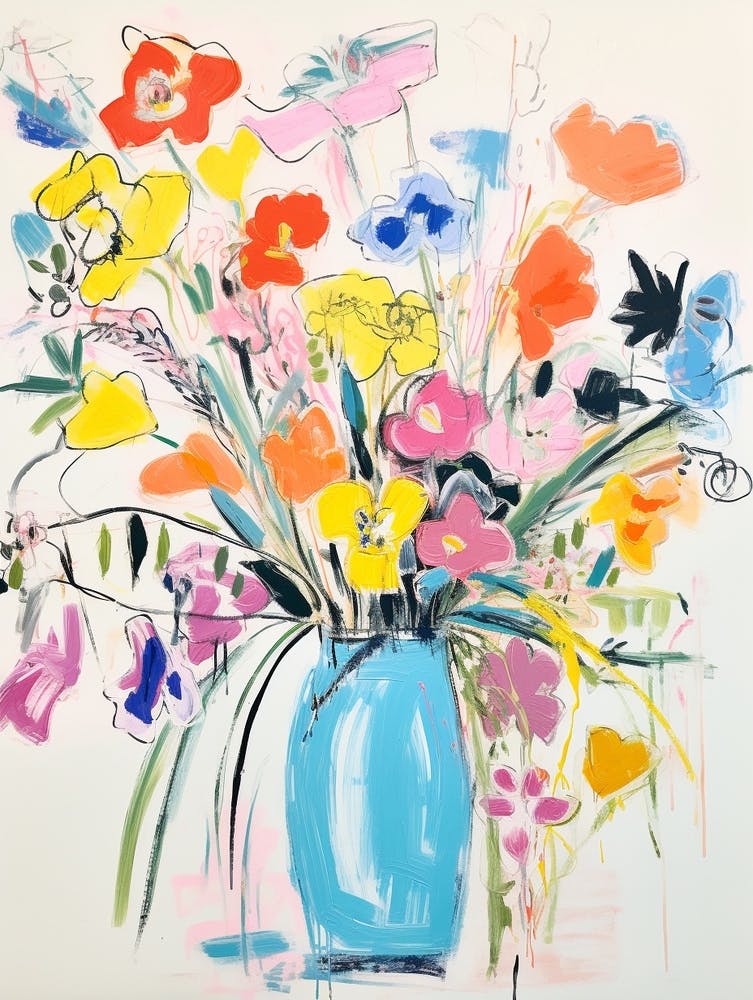 Flower Painting Fauvist Style Sweet Pea 1
