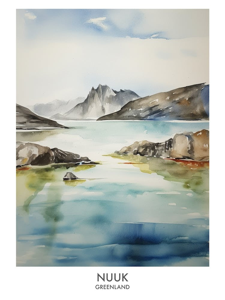 Nuuk 3 Watercolour Travel Poster