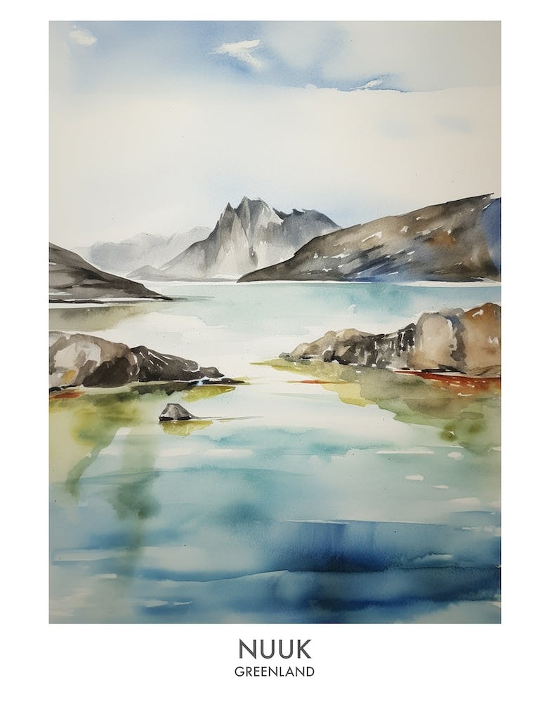 Nuuk 3 Watercolour Travel Poster