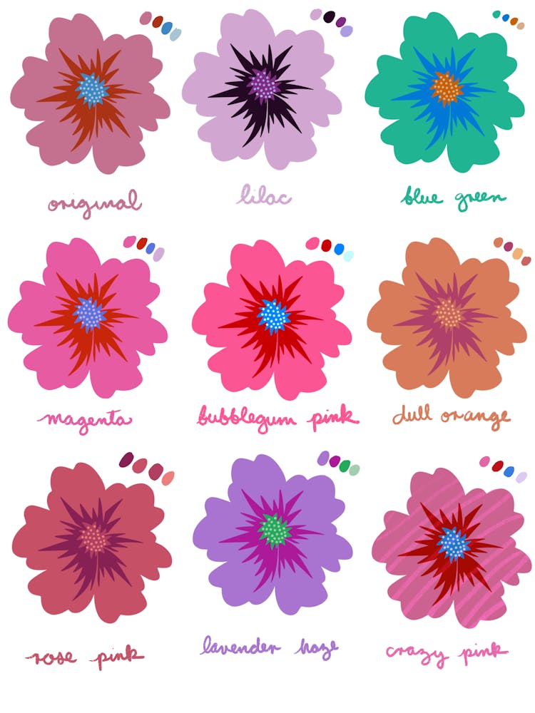 Colorful flower illustration decor - into the garden 