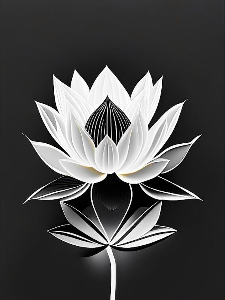 Lotusblume im Garten Schwarz-Weiß Geometrisch 2