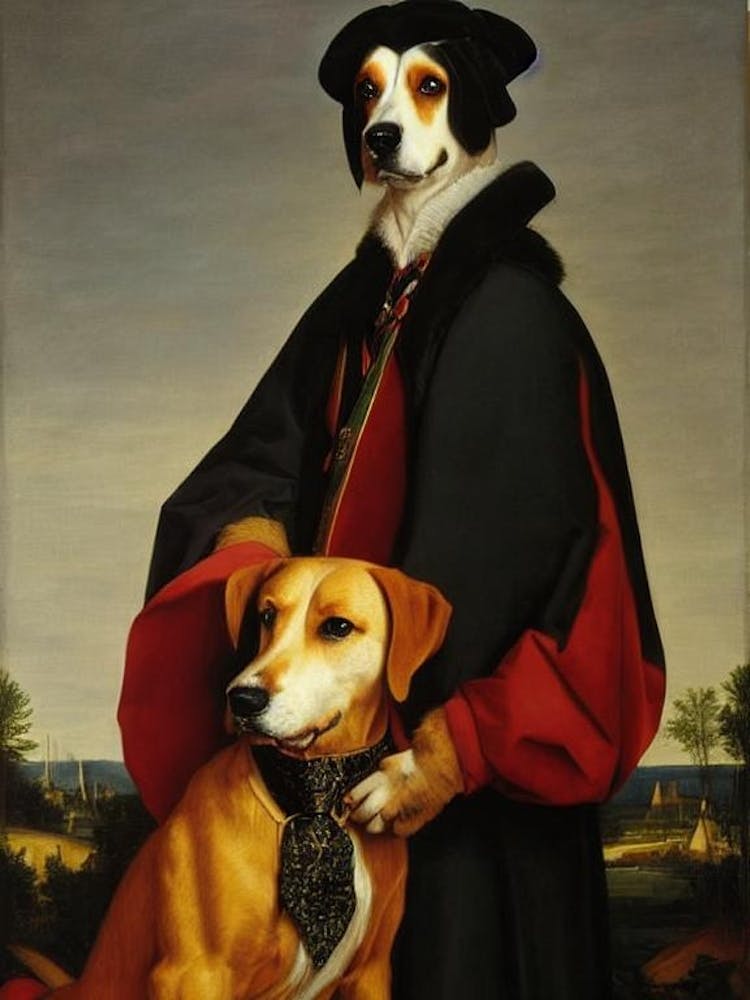 American Foxhound Renaissance Portrait Oil Painting