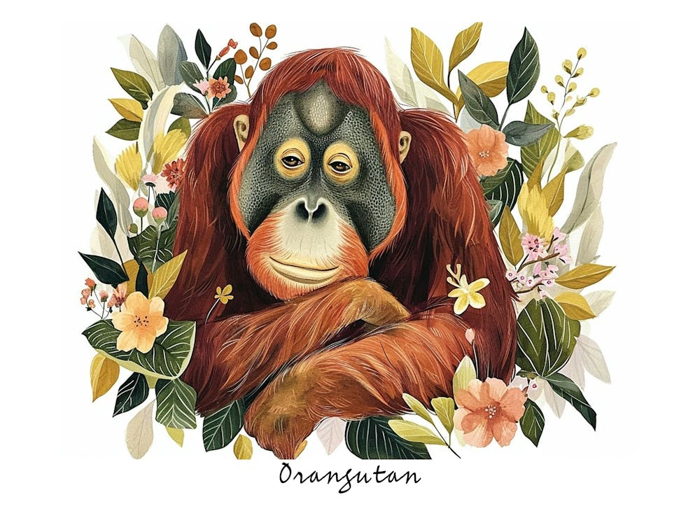 Little Floral Orangutan 1 Poster
