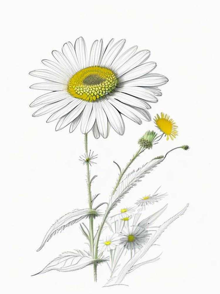 Daisy Floral Quentin Blake Inspired Illustration 1 Flower