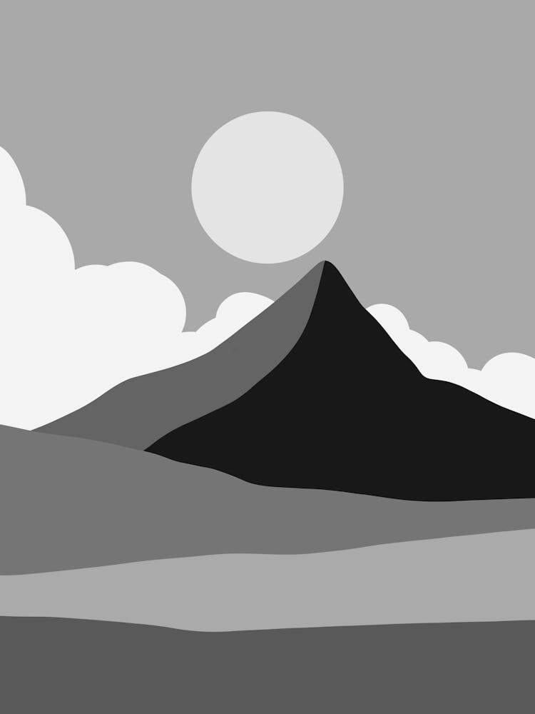 Black And White Mountain Landscape 1