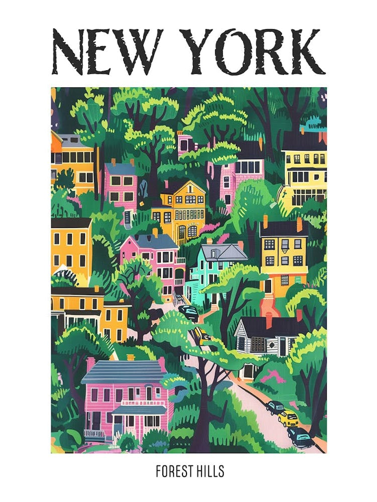Forest Hills New York Colourful Silkscreen Illustration 1 Poster