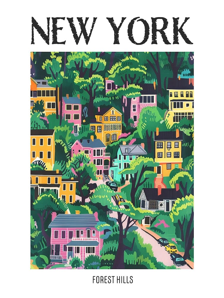 Forest Hills New York Colourful Silkscreen Illustration 1 Poster